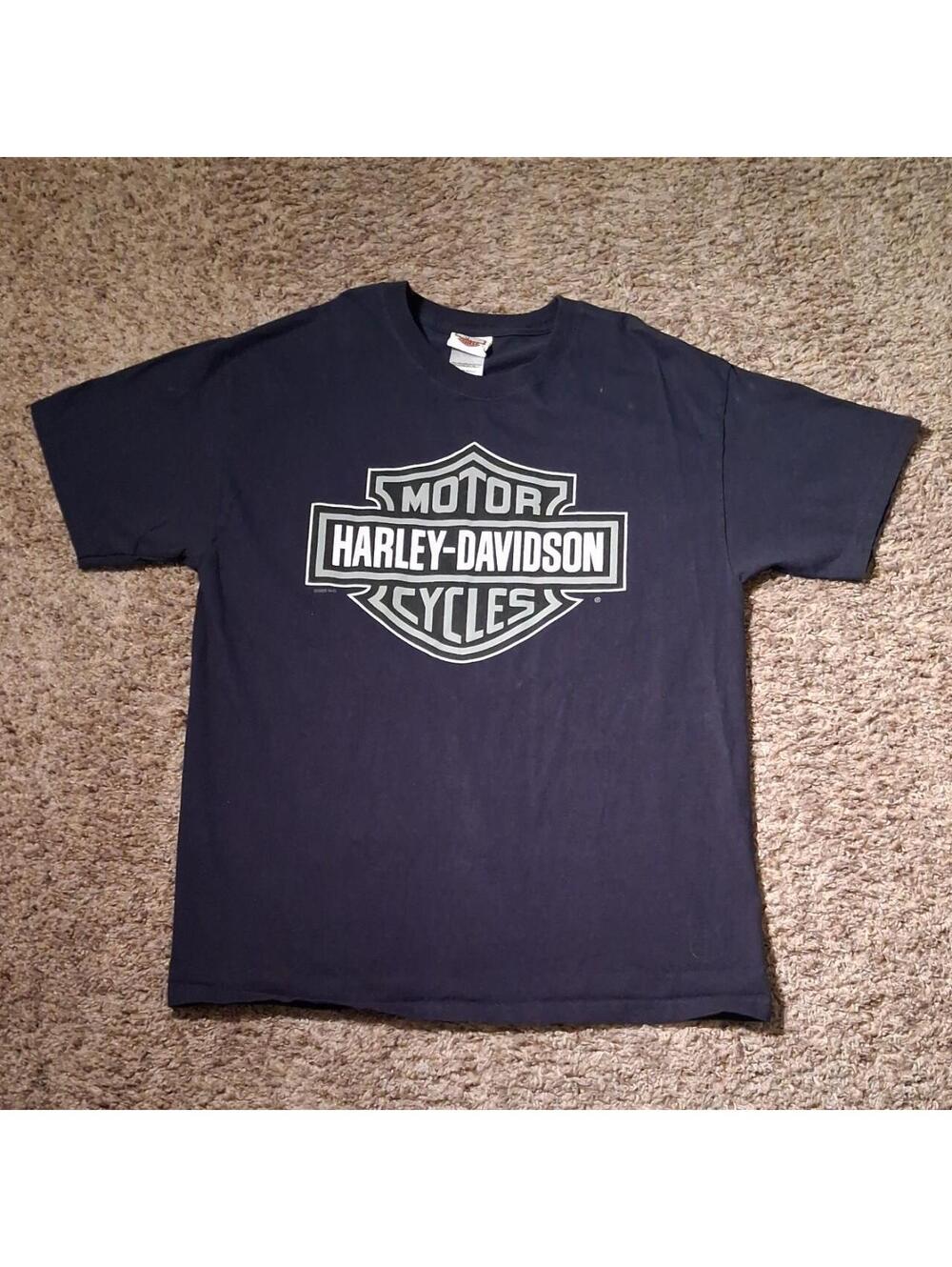 Harley Davidson Men's Black and Navy Tshirt